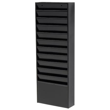 Global Industrial Medical Chart Hanging Wall File Holder, 11 Pockets, Black 806407